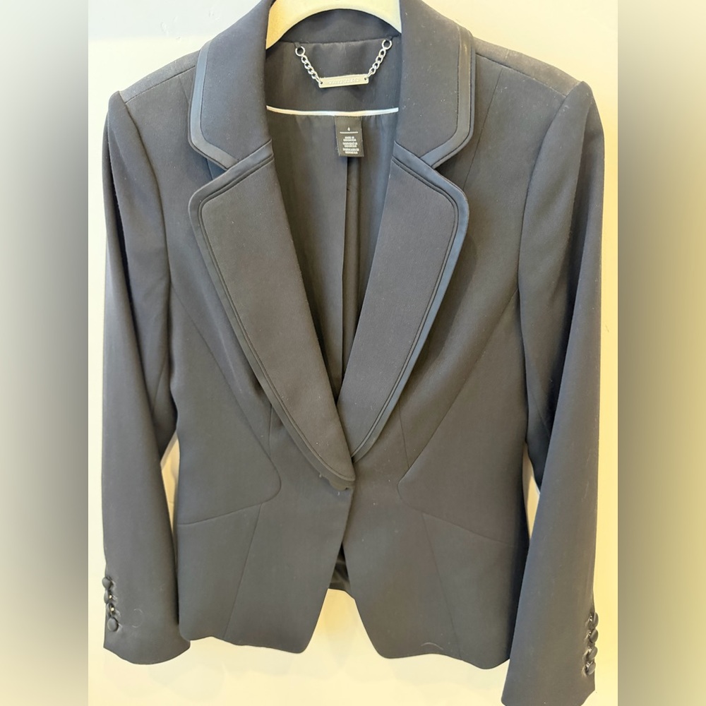 White House Black Market Black Women's Satin-Trim Blazer